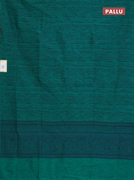 Banarasi semi matka saree teal green with allover thread weaves in borderless style