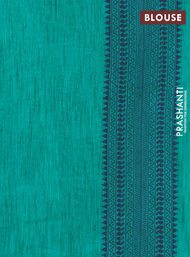 Banarasi semi matka saree teal green with allover thread weaves in borderless style
