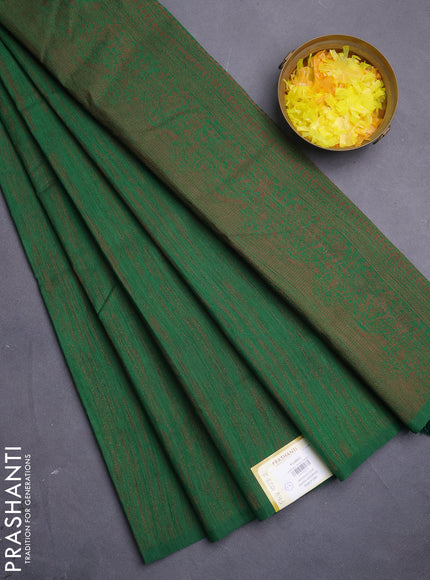 Banarasi semi matka saree green with allover thread weaves in borderless style
