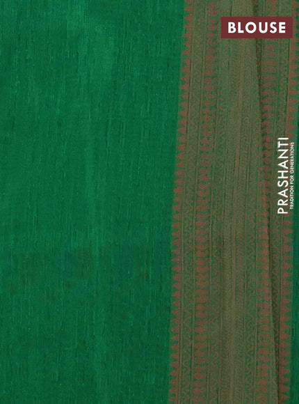 Banarasi semi matka saree green with allover thread weaves in borderless style