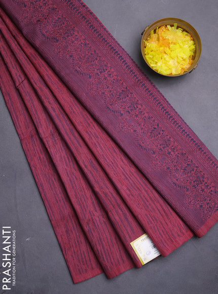 Banarasi semi matka saree maroon with allover thread weaves in borderless style