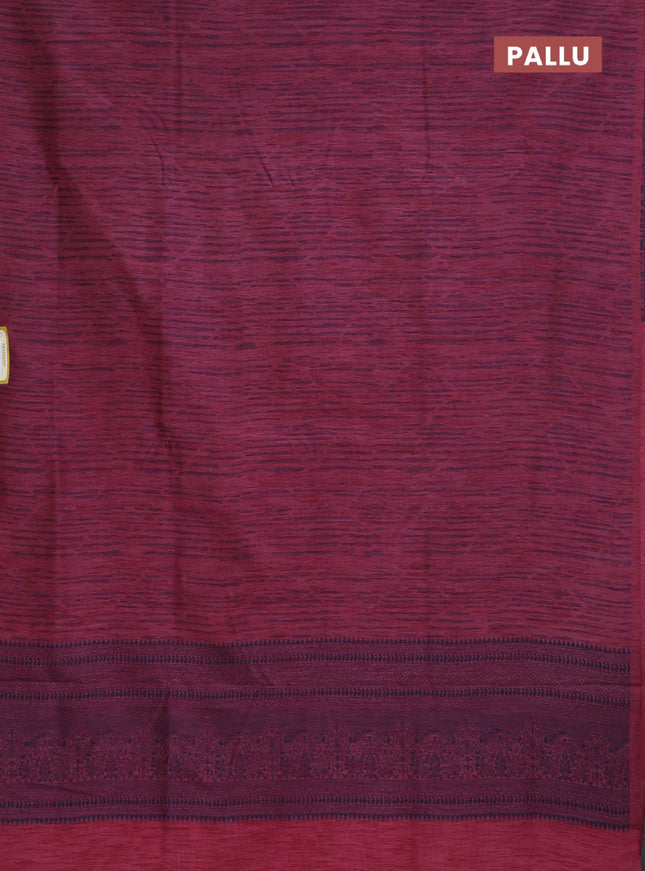 Banarasi semi matka saree maroon with allover thread weaves in borderless style