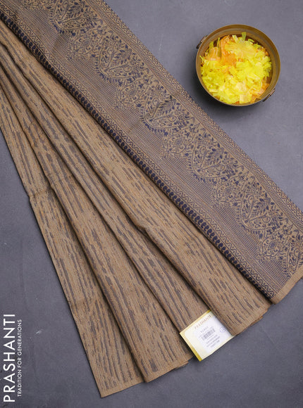 Banarasi semi matka saree sandal with allover thread weaves in borderless style