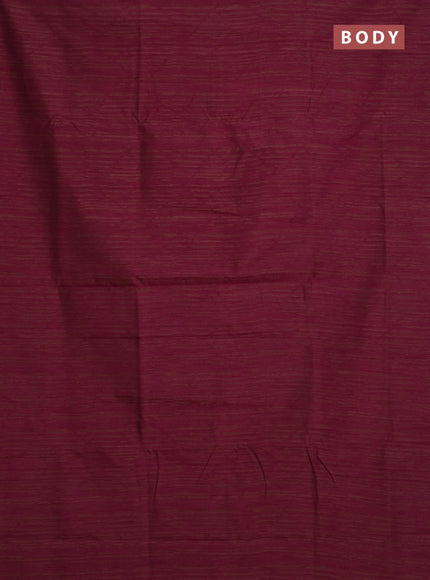Banarasi semi matka saree dark magenta with allover thread weaves in borderless style