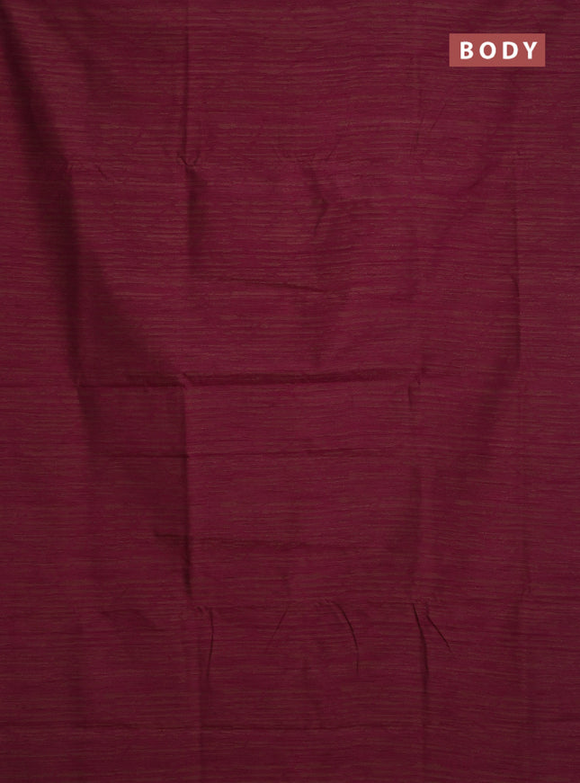 Banarasi semi matka saree dark magenta with allover thread weaves in borderless style