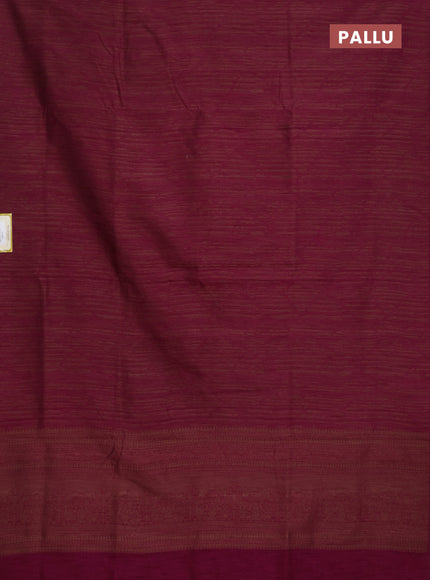 Banarasi semi matka saree dark magenta with allover thread weaves in borderless style
