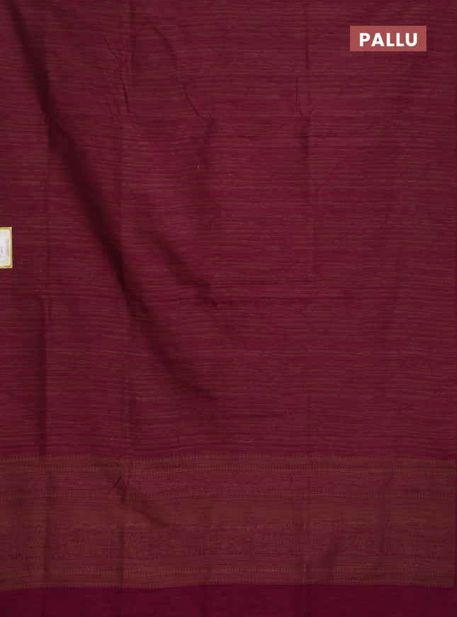 Banarasi semi matka saree dark magenta with allover thread weaves in borderless style