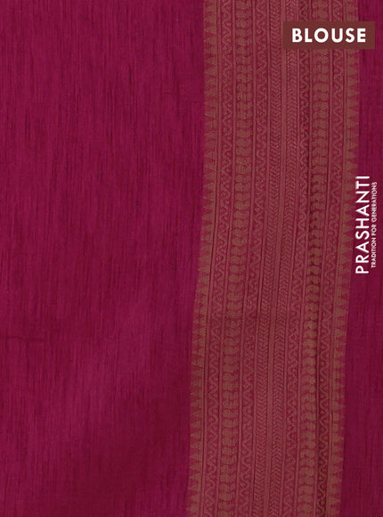 Banarasi semi matka saree dark magenta with allover thread weaves in borderless style
