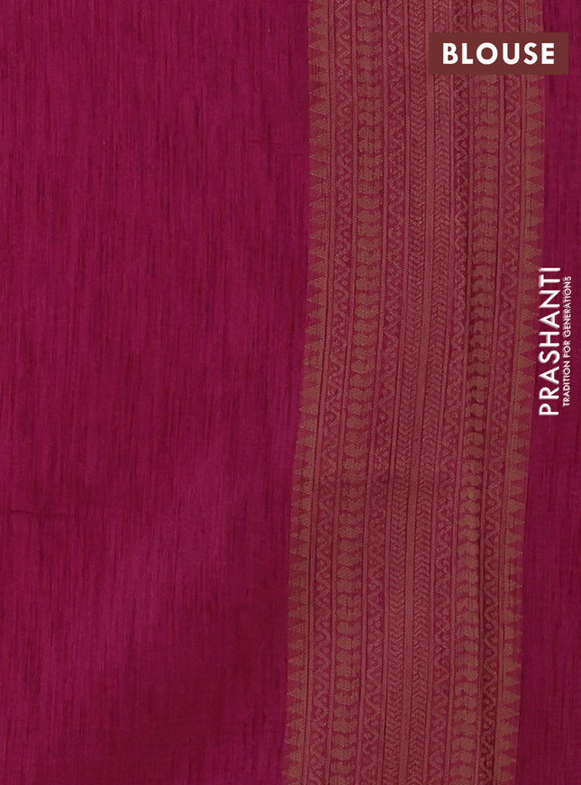 Banarasi semi matka saree dark magenta with allover thread weaves in borderless style