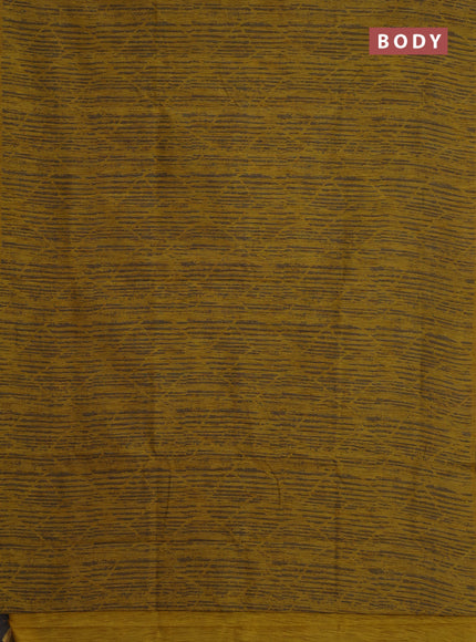 Banarasi semi matka saree mustard yellow with allover thread weaves in borderless style
