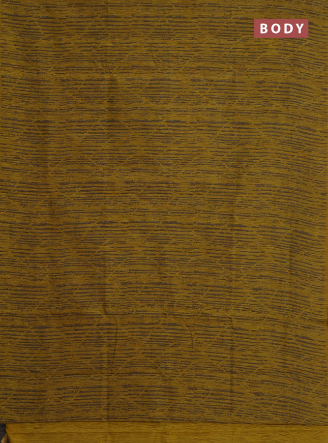 Banarasi semi matka saree mustard yellow with allover thread weaves in borderless style