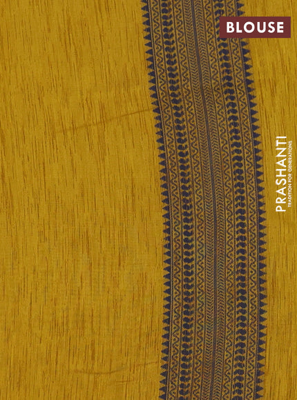 Banarasi semi matka saree mustard yellow with allover thread weaves in borderless style