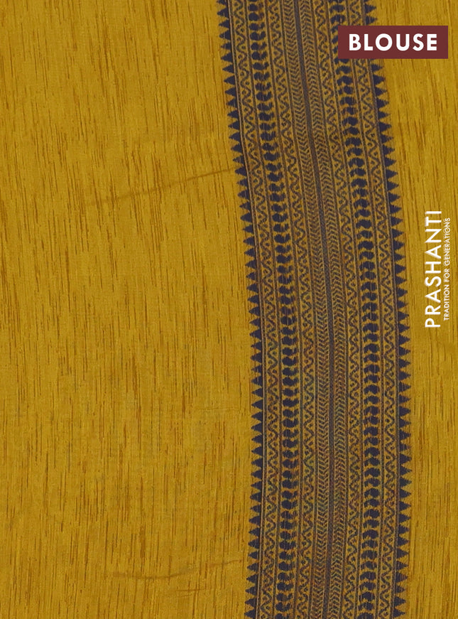 Banarasi semi matka saree mustard yellow with allover thread weaves in borderless style