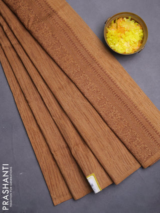 Banarasi semi matka saree dark sandal with allover thread weaves in borderless style