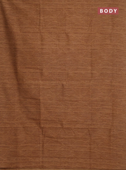 Banarasi semi matka saree dark sandal with allover thread weaves in borderless style