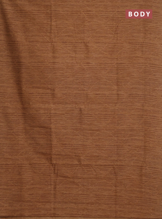 Banarasi semi matka saree dark sandal with allover thread weaves in borderless style