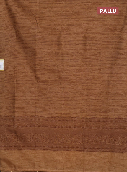 Banarasi semi matka saree dark sandal with allover thread weaves in borderless style