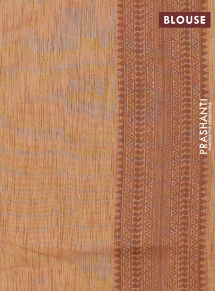 Banarasi semi matka saree dark sandal with allover thread weaves in borderless style