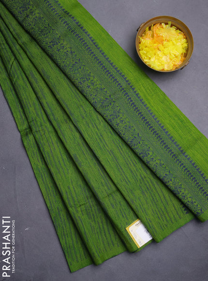 Banarasi semi matka saree light green with allover thread weaves in borderless style