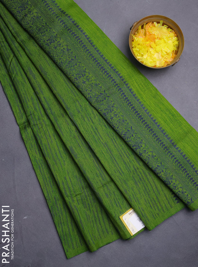 Banarasi semi matka saree light green with allover thread weaves in borderless style
