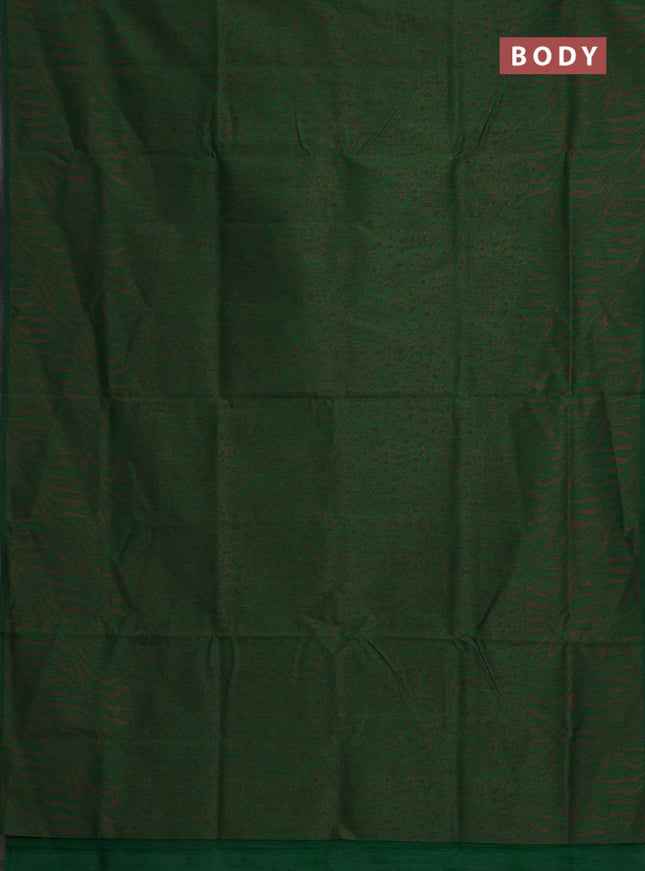 Banarasi semi matka saree green with allover thread weaves in borderless style