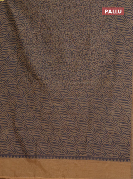 Banarasi semi matka saree sandal with allover thread weaves in borderless style