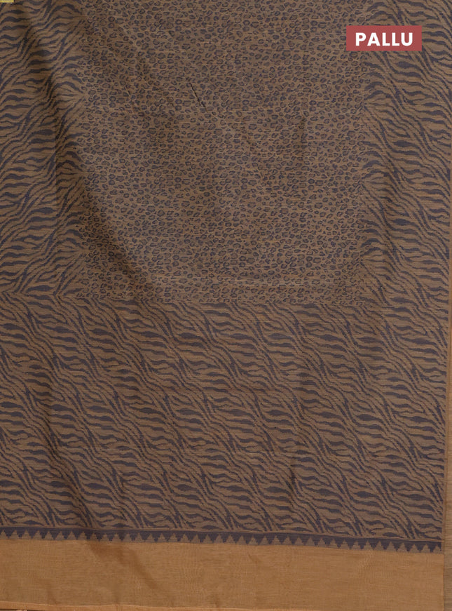 Banarasi semi matka saree sandal with allover thread weaves in borderless style