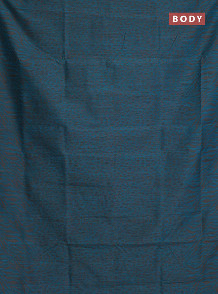 Banarasi semi matka saree teal blue with allover thread weaves in borderless style