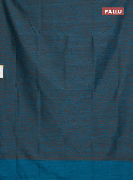 Banarasi semi matka saree teal blue with allover thread weaves in borderless style