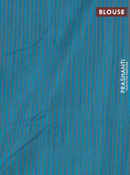 Banarasi semi matka saree teal blue with allover thread weaves in borderless style