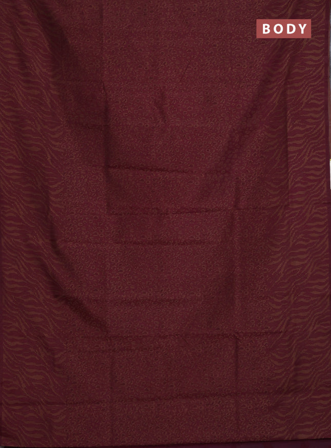 Banarasi semi matka saree wine shade with allover thread weaves in borderless style