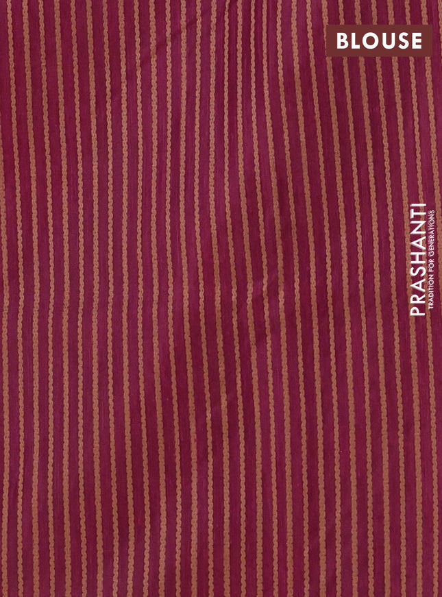 Banarasi semi matka saree wine shade with allover thread weaves in borderless style