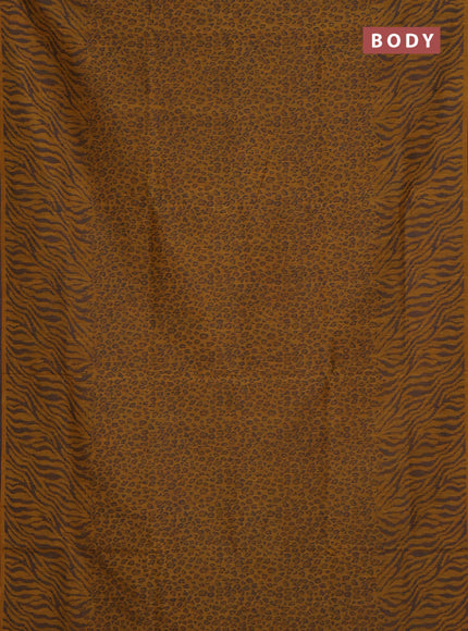 Banarasi semi matka saree mustard yellow with allover thread weaves in borderless style