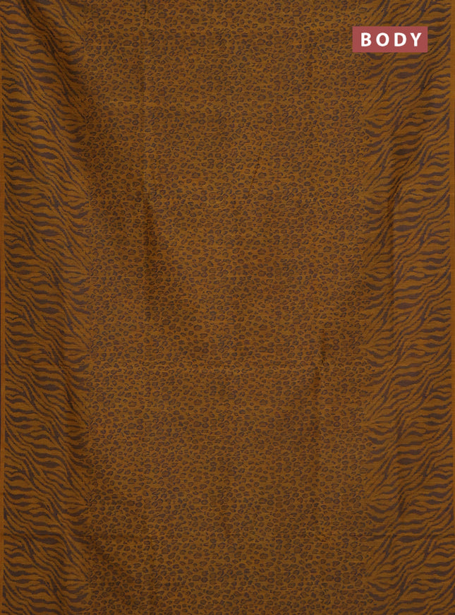 Banarasi semi matka saree mustard yellow with allover thread weaves in borderless style