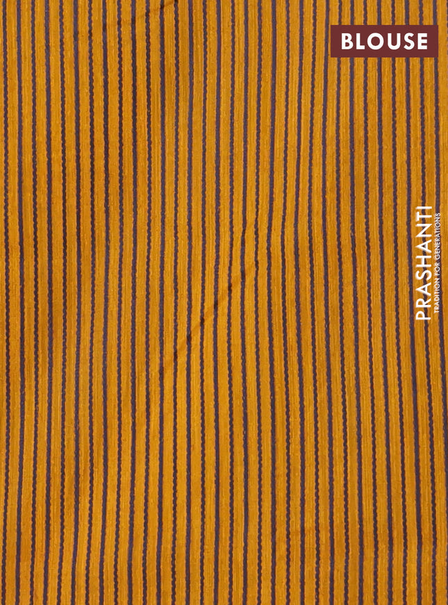 Banarasi semi matka saree mustard yellow with allover thread weaves in borderless style