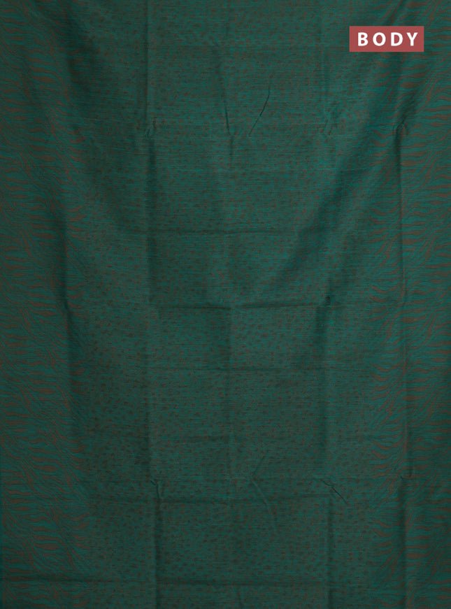 Banarasi semi matka saree teal green with allover thread weaves in borderless style