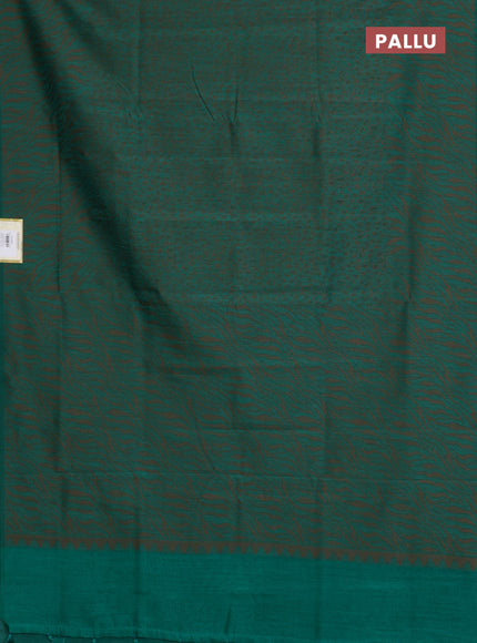 Banarasi semi matka saree teal green with allover thread weaves in borderless style