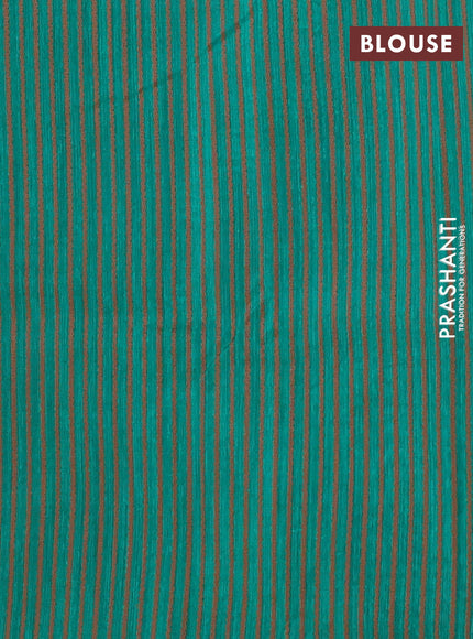 Banarasi semi matka saree teal green with allover thread weaves in borderless style