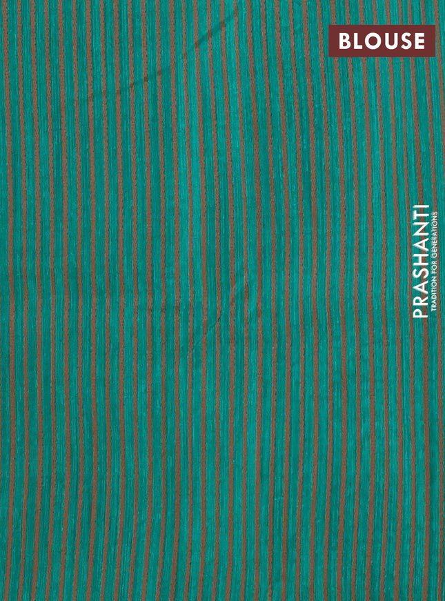 Banarasi semi matka saree teal green with allover thread weaves in borderless style