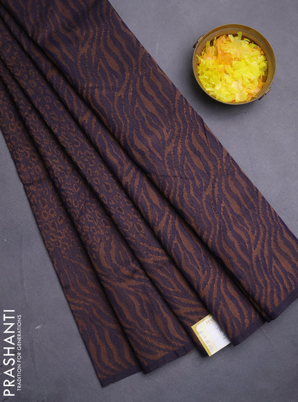 Banarasi semi matka saree navy blue with allover thread weaves in borderless style