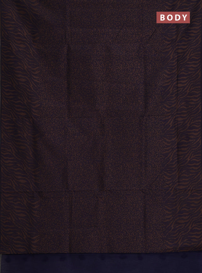 Banarasi semi matka saree navy blue with allover thread weaves in borderless style