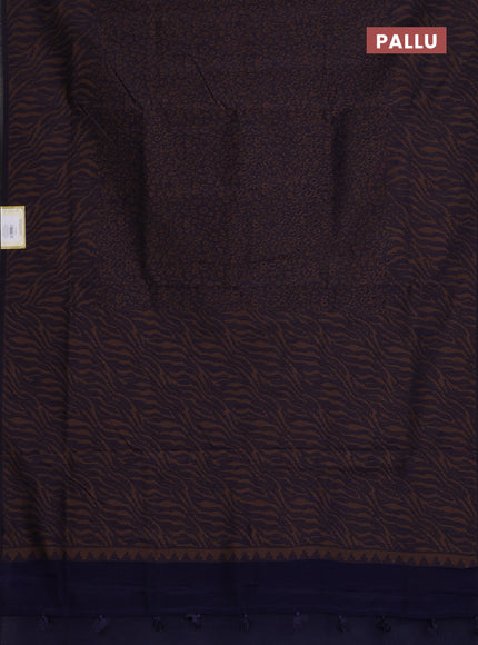 Banarasi semi matka saree navy blue with allover thread weaves in borderless style