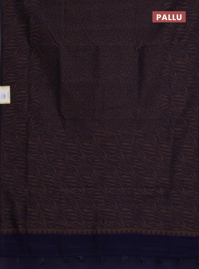 Banarasi semi matka saree navy blue with allover thread weaves in borderless style