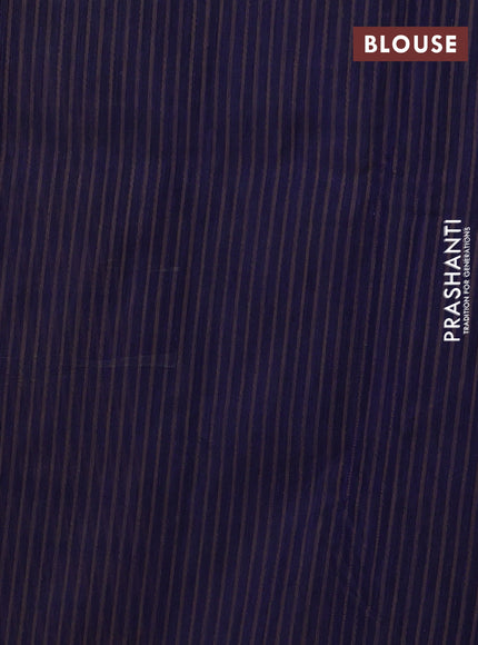 Banarasi semi matka saree navy blue with allover thread weaves in borderless style