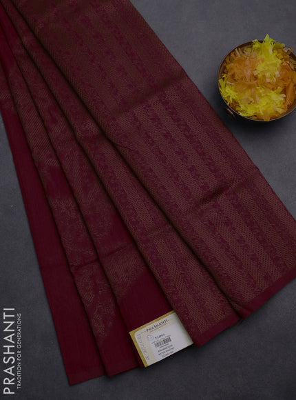 Banarasi semi matka saree red with allover thread woven leaf butta weaves in borderless style