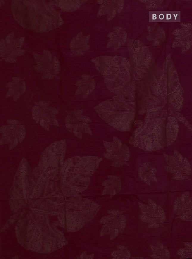 Banarasi semi matka saree red with allover thread woven leaf butta weaves in borderless style