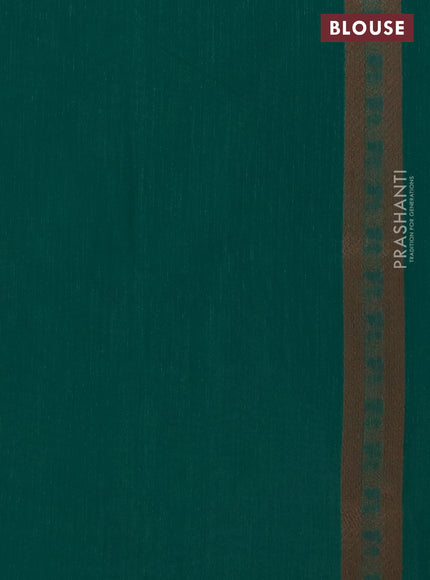 Banarasi semi matka saree teal green with allover thread woven leaf butta weaves in borderless style