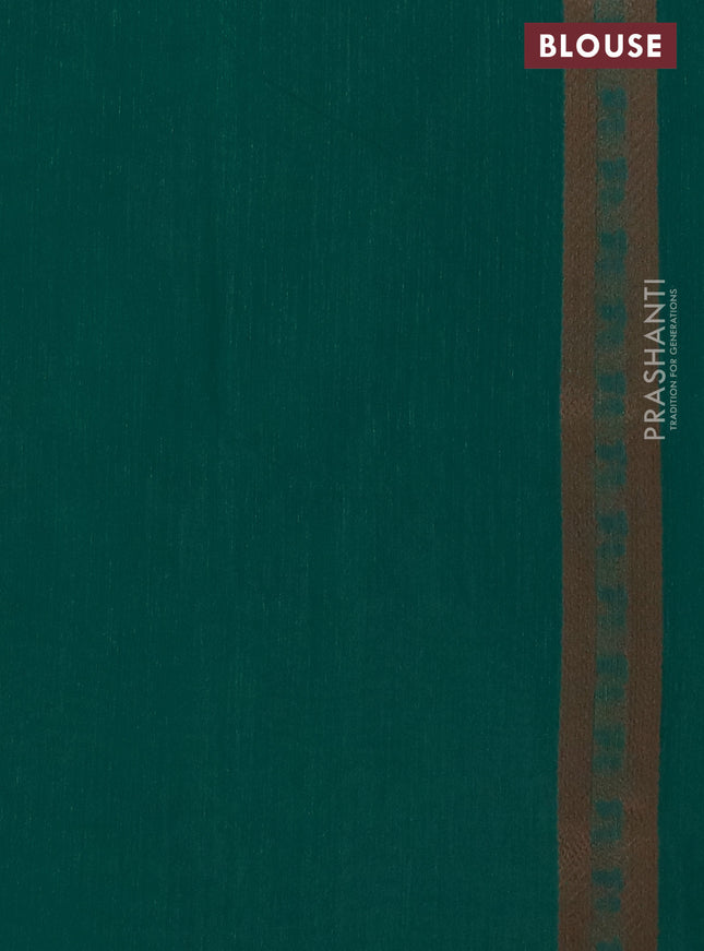 Banarasi semi matka saree teal green with allover thread woven leaf butta weaves in borderless style