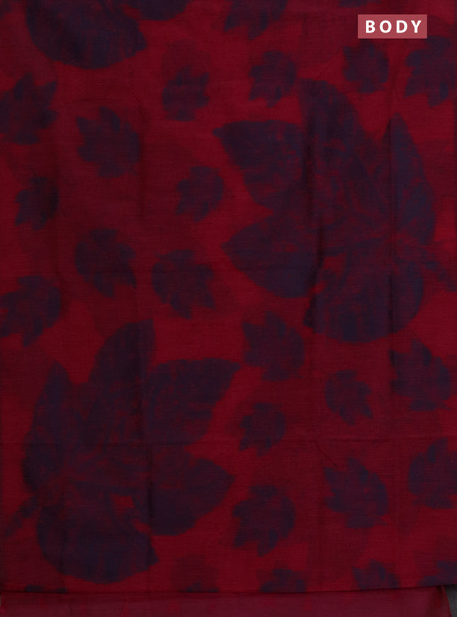 Banarasi semi matka saree dark pink with allover thread woven leaf butta weaves in borderless style