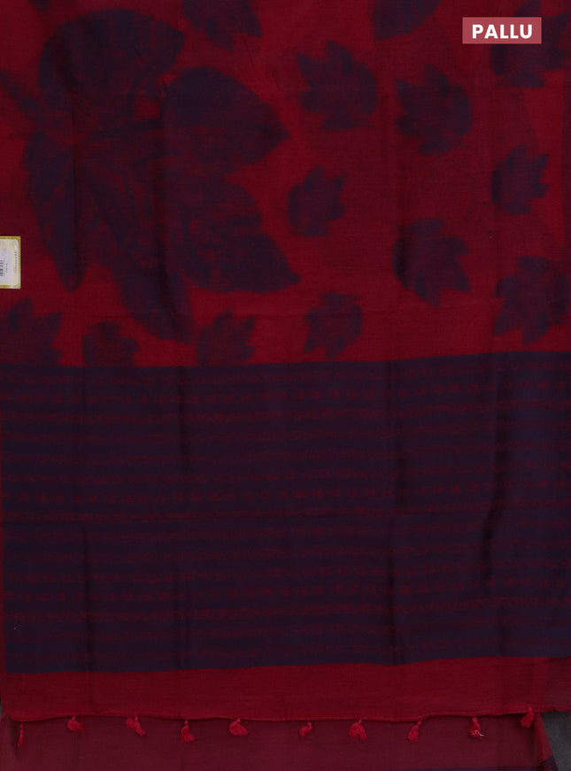 Banarasi semi matka saree dark pink with allover thread woven leaf butta weaves in borderless style